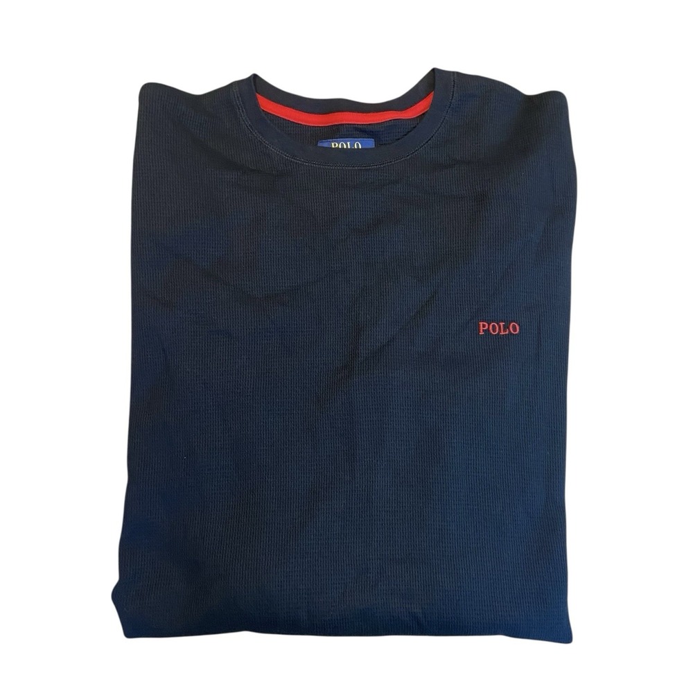 POLO RALPH LAUREN ‎ Mens Waffle Knit Thermal Sleep Wear Shirt Size XXL Black NWT